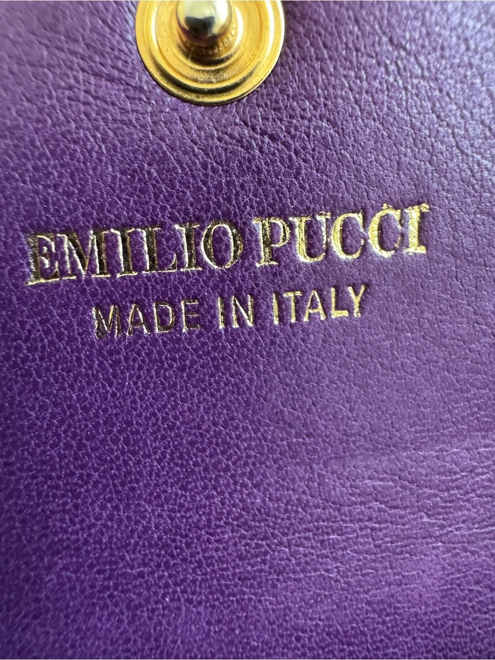 Emilio Pucci Purple Leather Card Holder Wallet